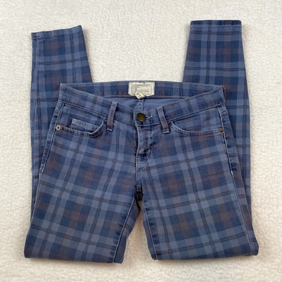 CURRENT/ELLIOTT • The Stiletto Lake Plaid Low-Rise Skinny Jeans - Picture 4 of 14